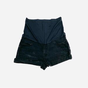 Stitch Fix Just USA Claren Maternity Frayed Cuff Black Denim Shorts